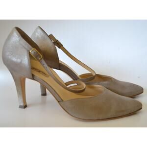 Paul Green Metallic Neutral Ankle Strap Heel